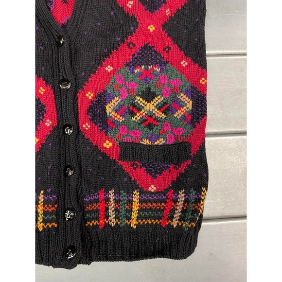 Roberta Frost Hand Knitted Cardigan Sweater Womens Medium Multicolor 100% Cotton - Picture 4 of 11